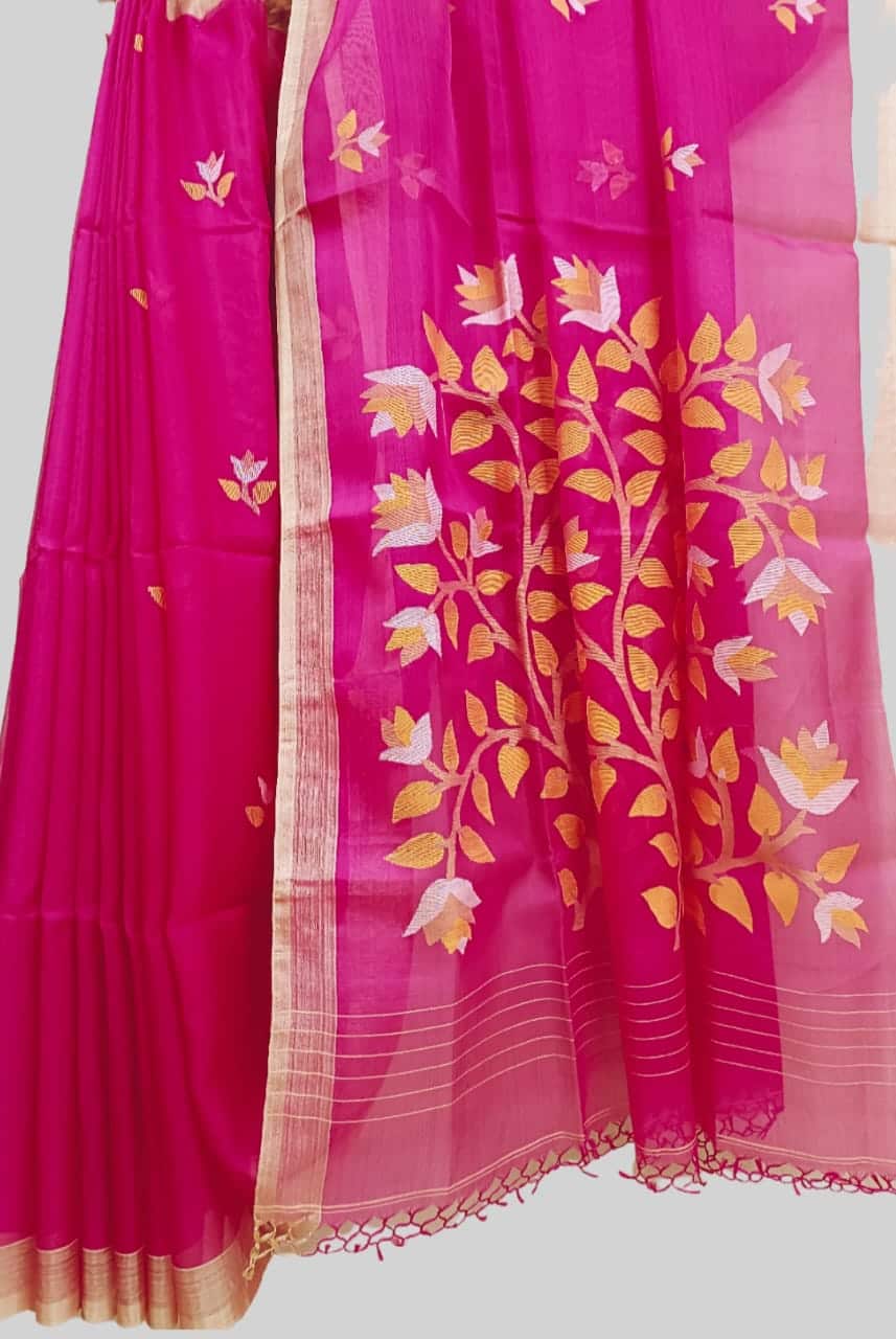 Bengal Shopping - One Life to Live - One Store to Shop | BS Pink Colour  Nilkantho Jori Jamdani Saree