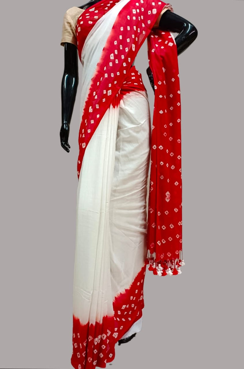 Off white Handloom Super Soft cotton saree Balaram Saha