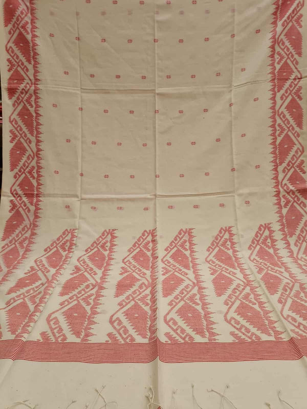 Handspun, Handwoven soft cotton Jamdani saree Balaram Saha