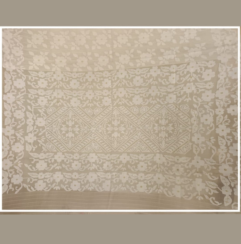 Handspun Cotton/ muslin silk white on white jamdani Saree Balaram Saha