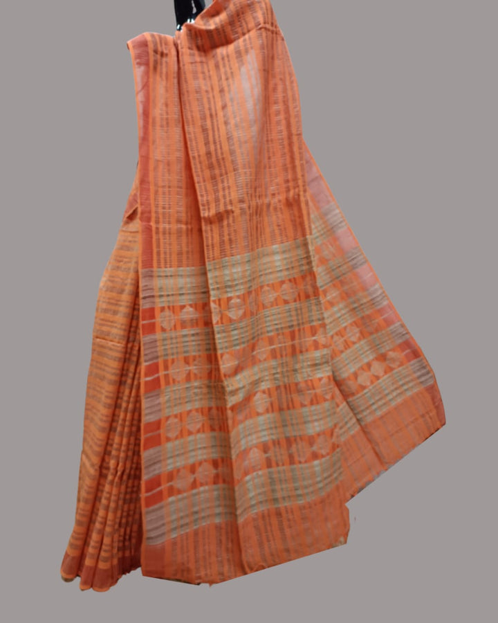 Orange soft cotton Handloom saree Balaram Saha