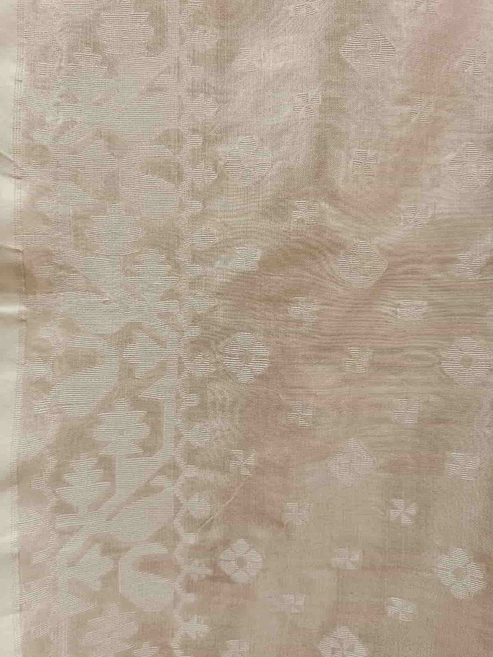 Cream and White Katan silk saree Balaram Saha