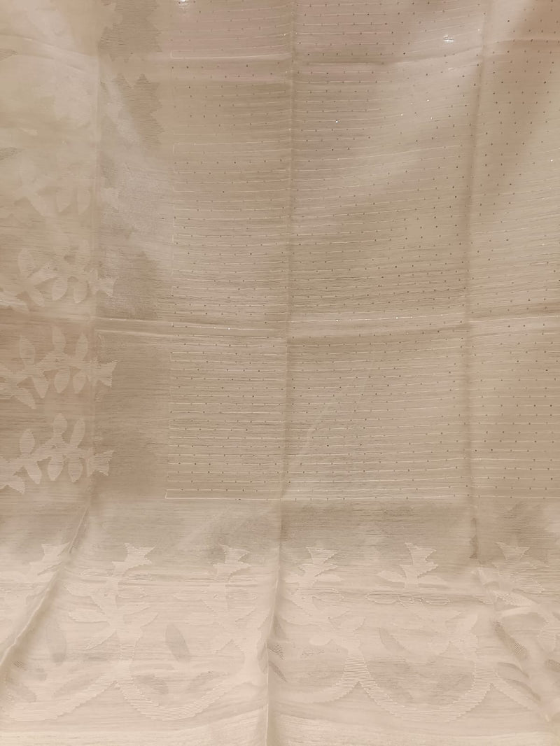 White on White & Silver Matka Muslin Jamdani weave saree Balaram Saha