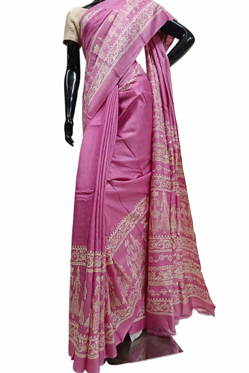Pink & Off White, Tussar silk saree Balaram Saha