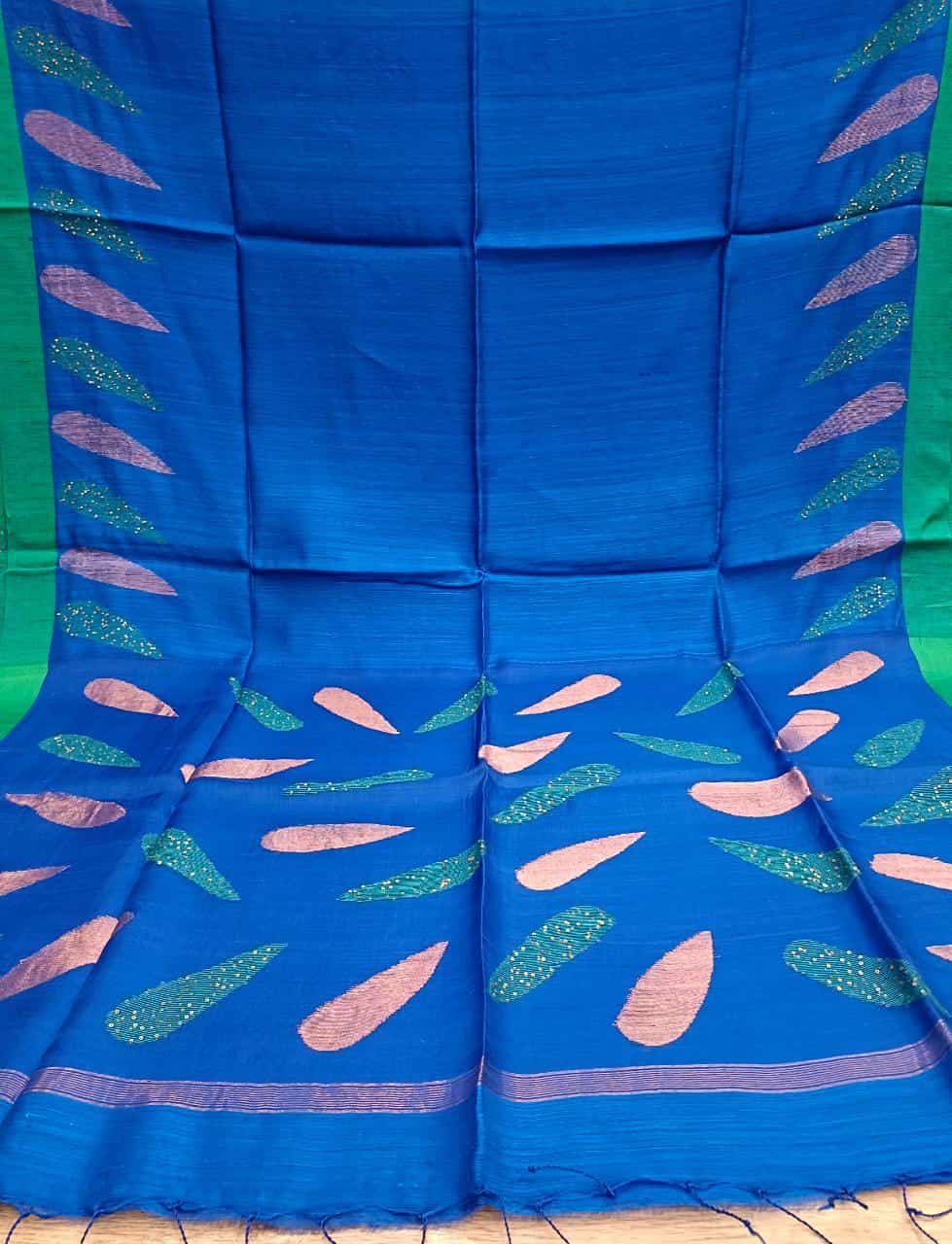 Royal Blue & Sea Green Matka Silk saree Balaram Saha