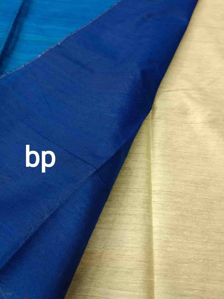 White & Royal Blue Matka silk Jamdani saree Balaram Saha