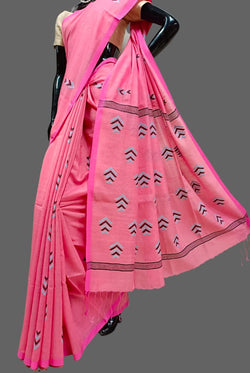 Pink Handloom khadi Tussar silk saree Balaram Saha
