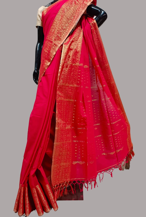 Red Handloom Cotton Woven Saree Balaram Saha
