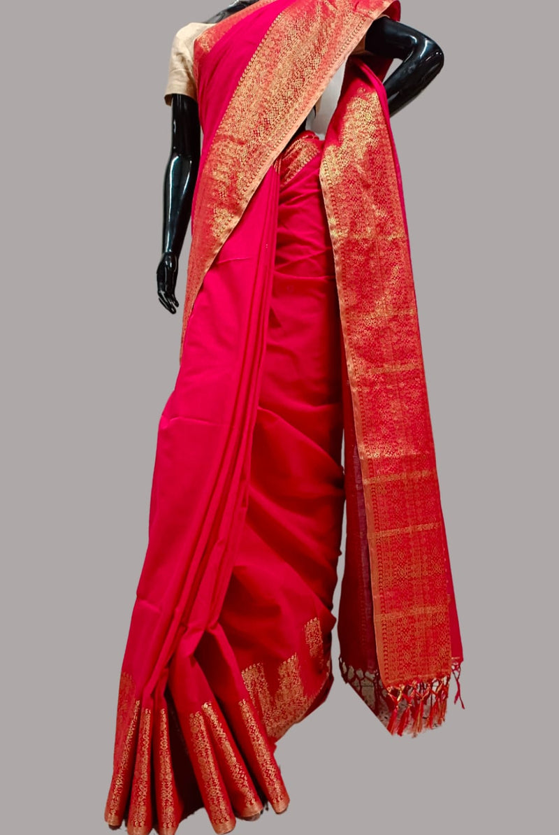 Red Handloom Cotton Woven Saree Balaram Saha