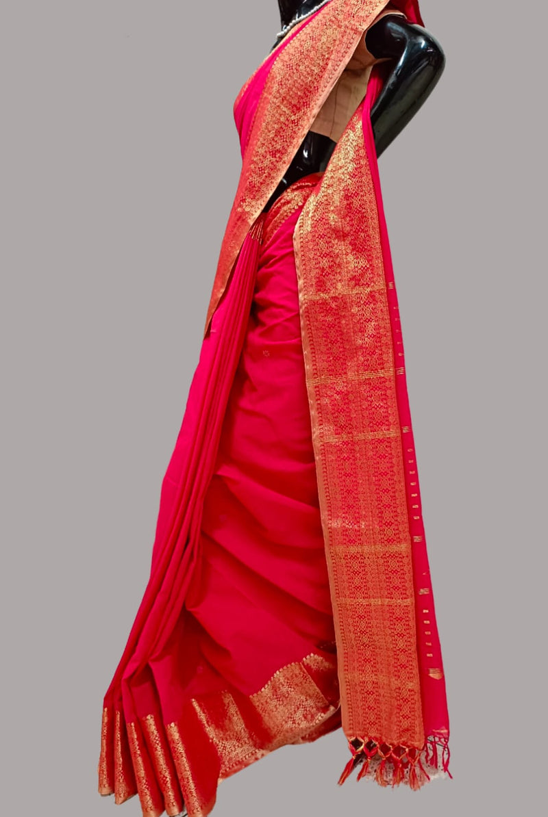 Red Handloom Cotton Woven Saree Balaram Saha