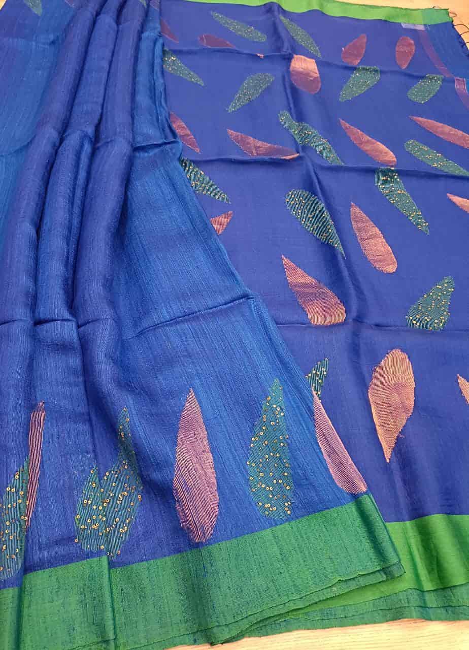 Royal Blue & Sea Green Matka Silk saree Balaram Saha
