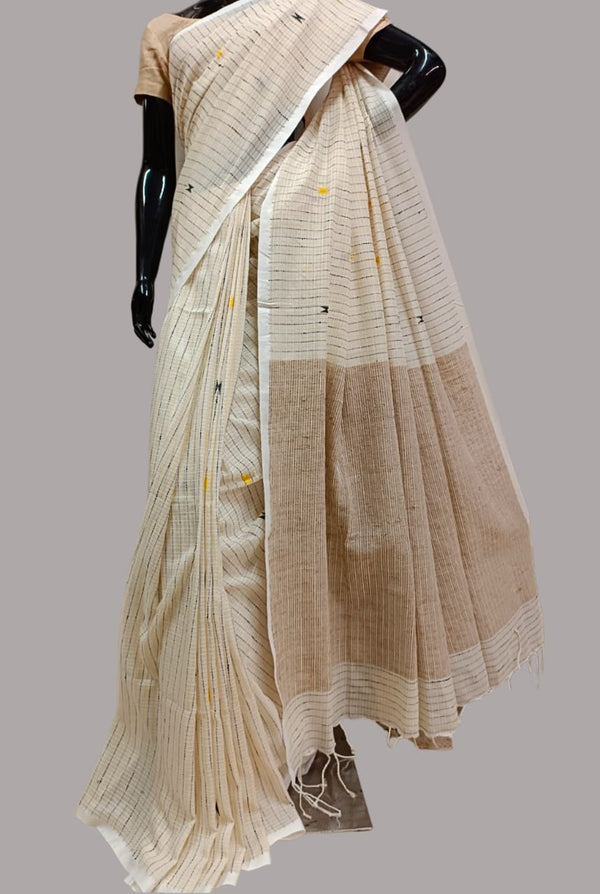 White Handloom Kantha Woven Saree Balaram Saha
