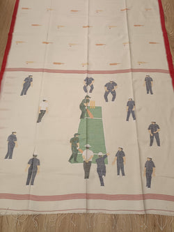 Off-white Handspun & Handwoven Jamdani Soft cotton saree, Balaram Saha