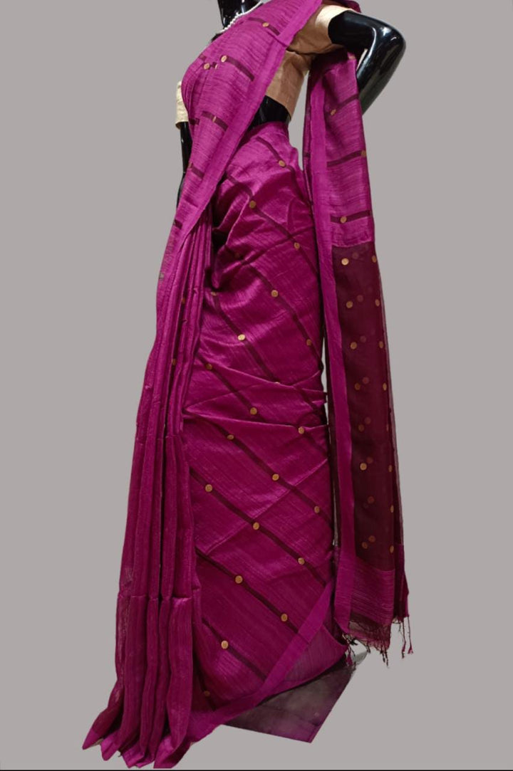 Deep Purple Handloom Matka silk saree Balaram Saha