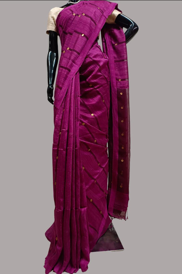 Deep Purple Handloom Matka silk saree Balaram Saha