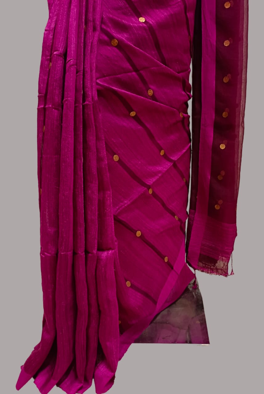 Deep Purple Handloom Matka silk saree Balaram Saha