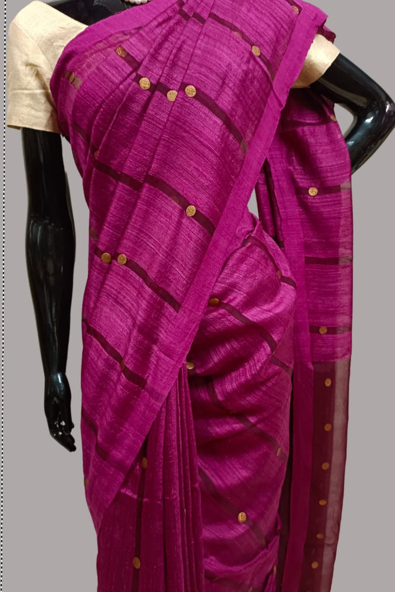 Deep Purple Handloom Matka silk saree Balaram Saha