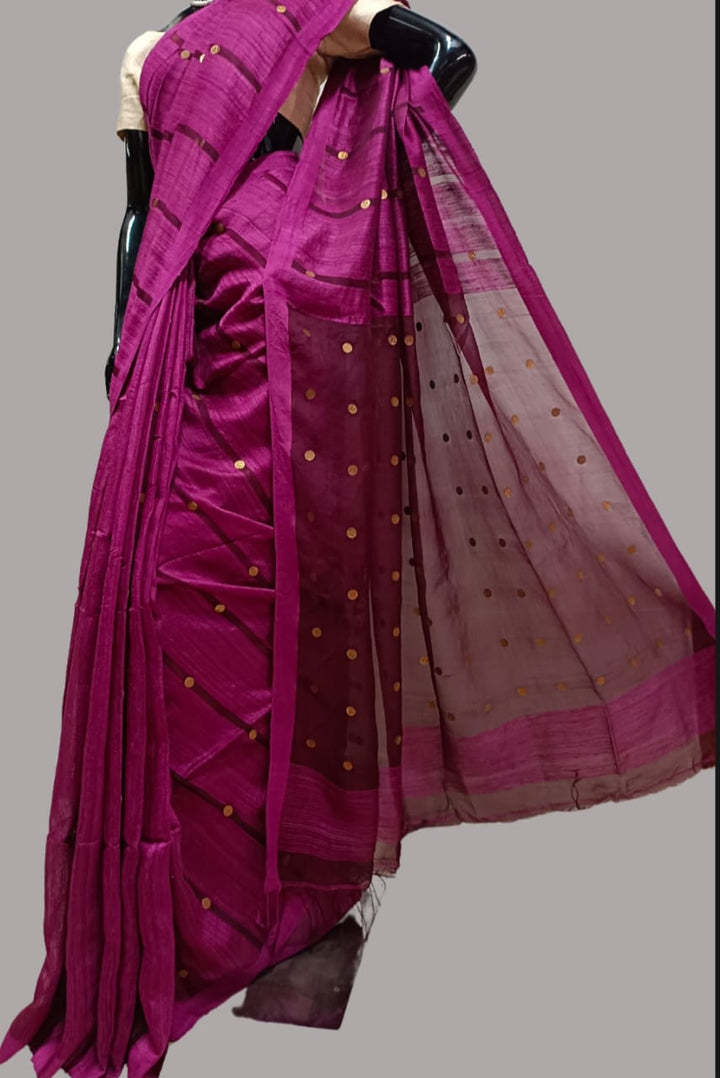 Deep Purple Handloom Matka silk saree Balaram Saha