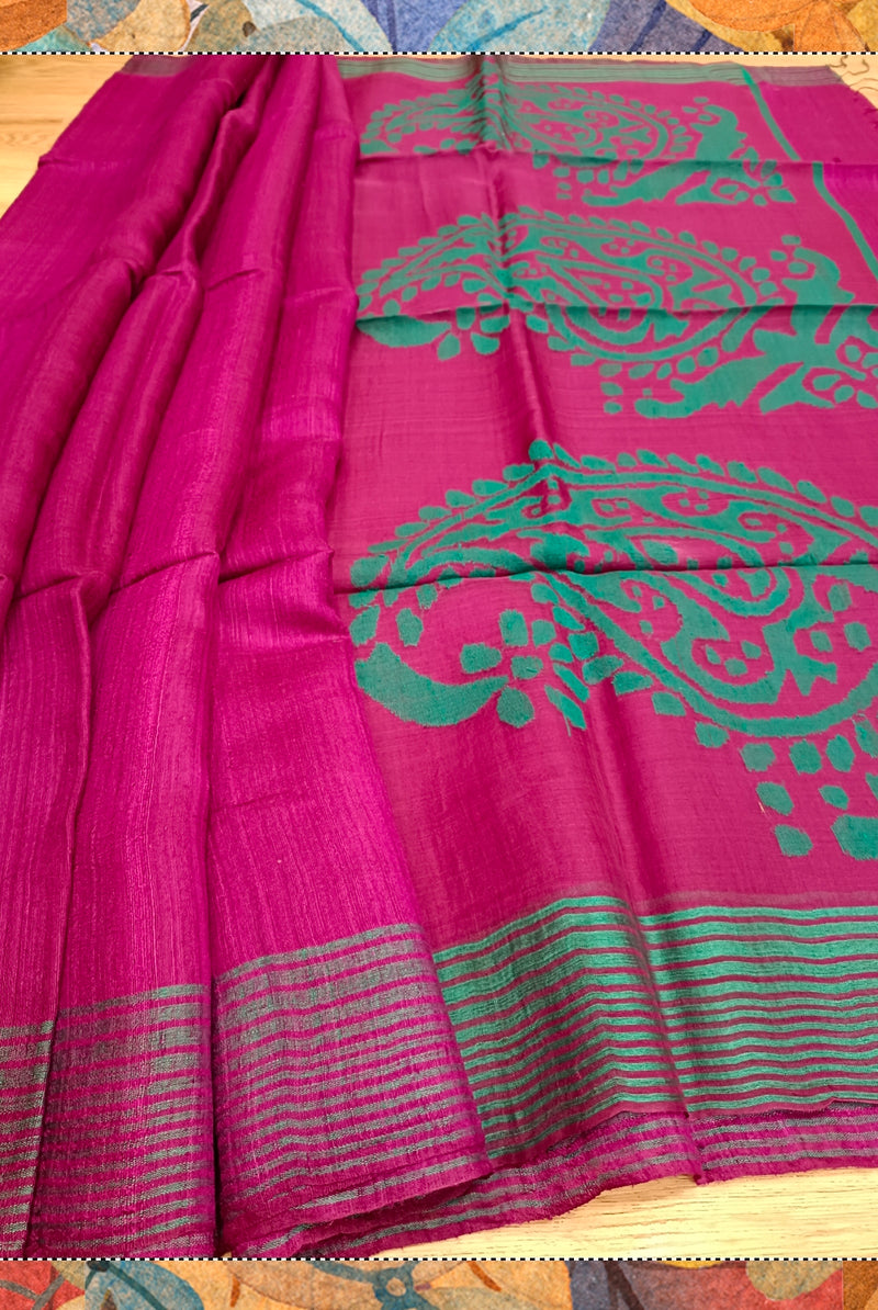 Dark Purple Handloom Matka Jamdani Silk Saree Balaram Saha