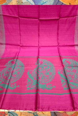 Dark Purple Handloom Matka Jamdani Silk Saree Balaram Saha