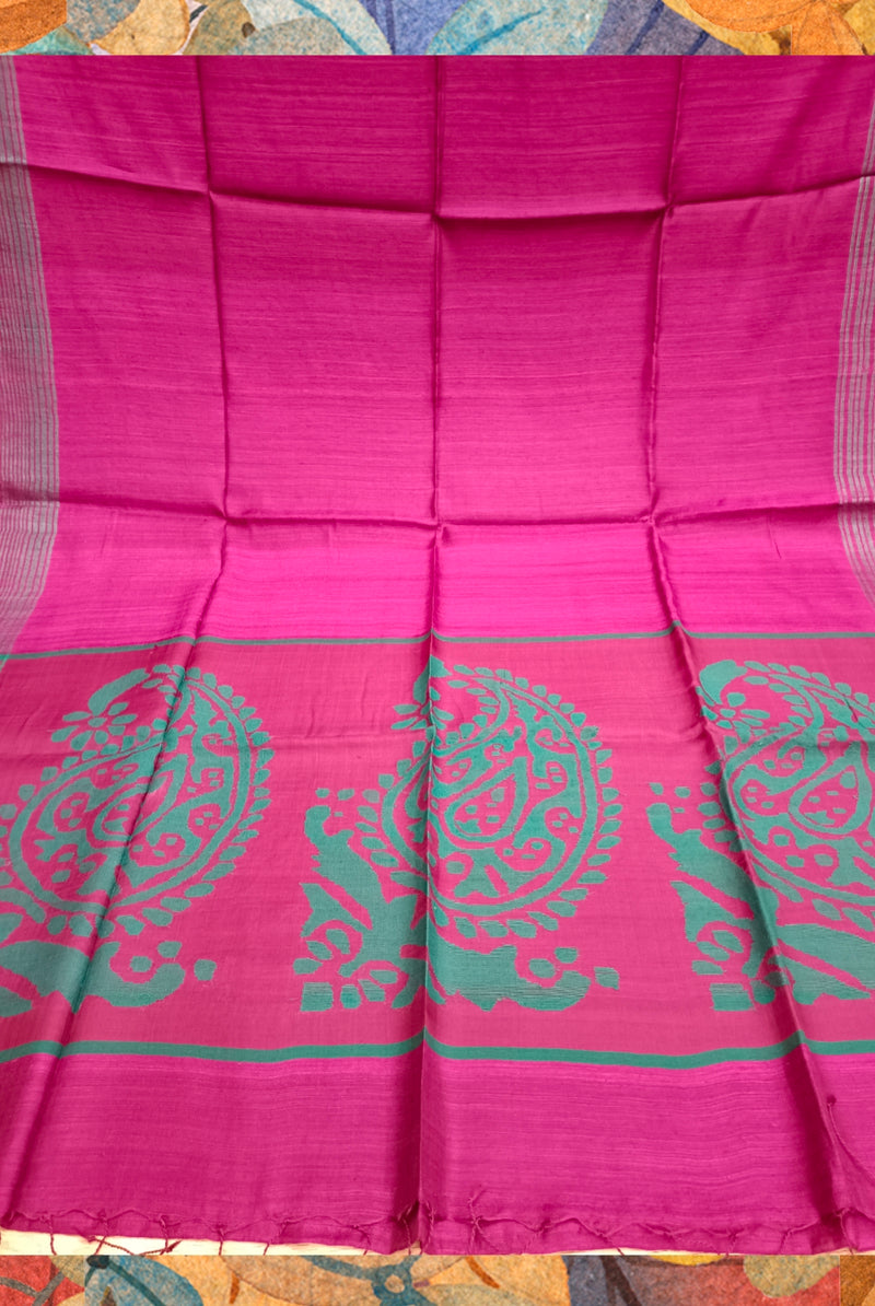 Dark Purple Handloom Matka Jamdani Silk Saree Balaram Saha