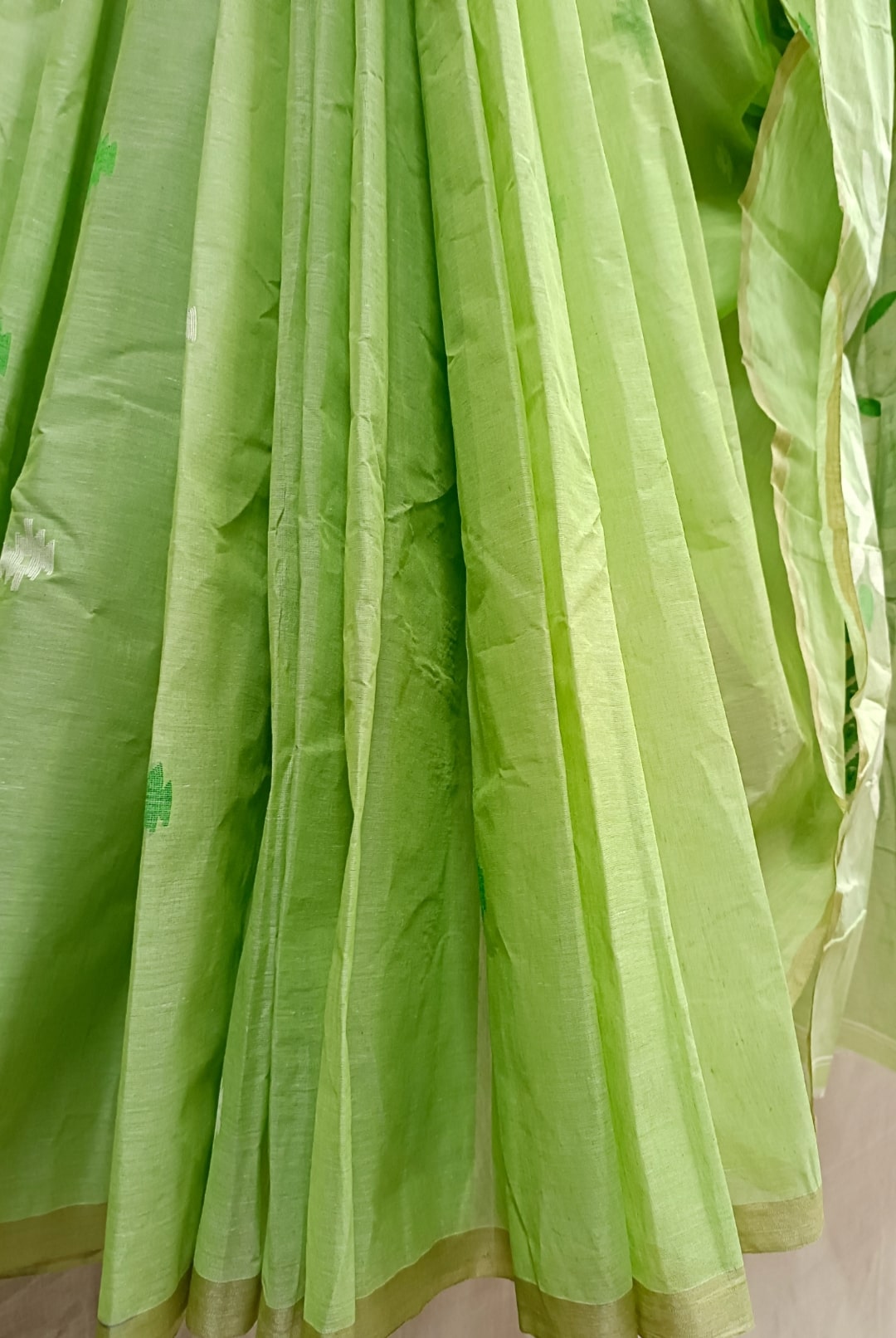 Green Handloom Traditional Cotton Jamdani Saree Balaram Saha