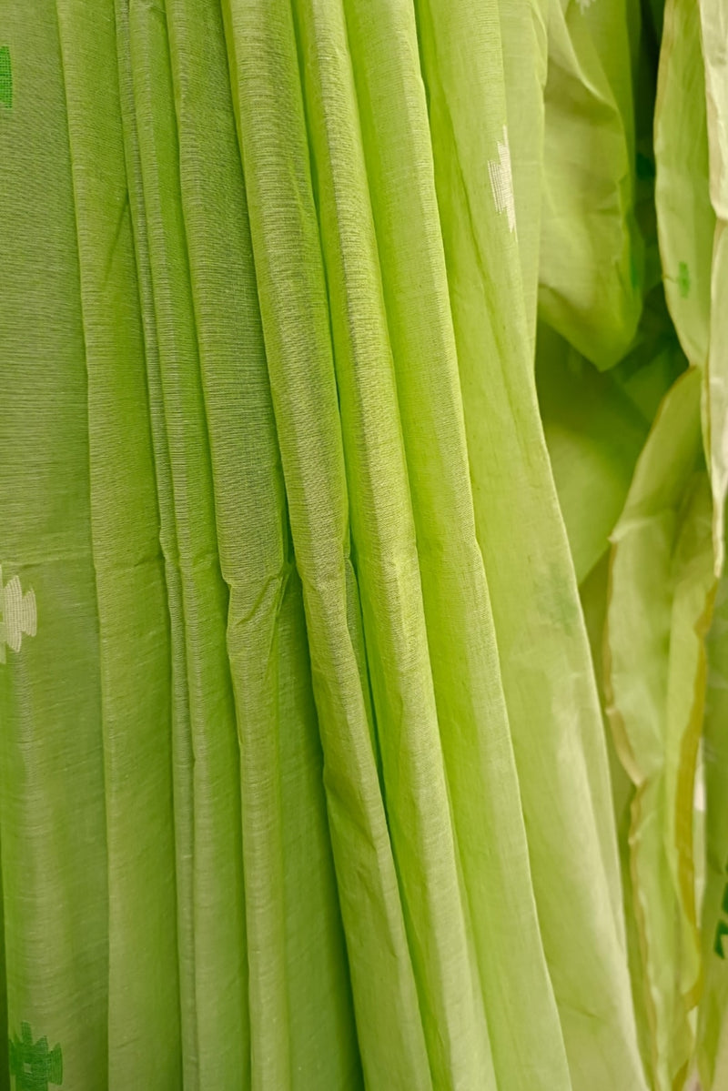 Green Handloom Traditional Cotton Jamdani Saree Balaram Saha