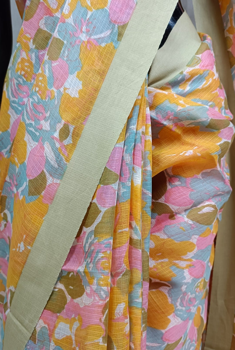 Floral Print Handloom Soft Mulberry Silk Saree Balaram Saha