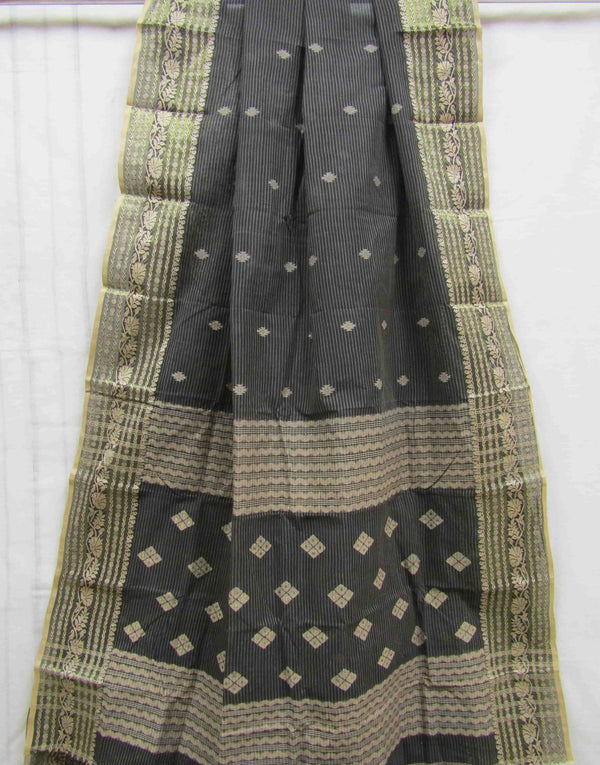 Handloom cotton saree black and beige combination Balaram Saha