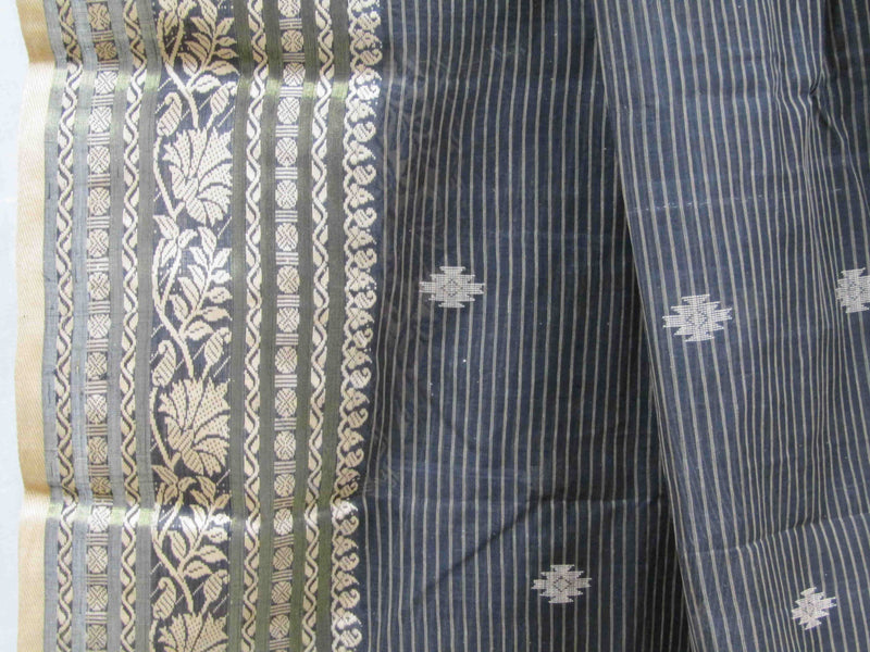Handloom cotton saree black and beige combination Balaram Saha