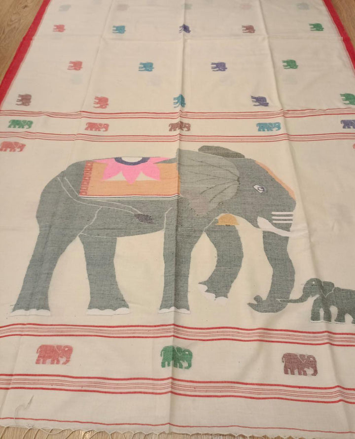 Handspun & Handwoven Soft cotton Jamdani saree Balaram Saha