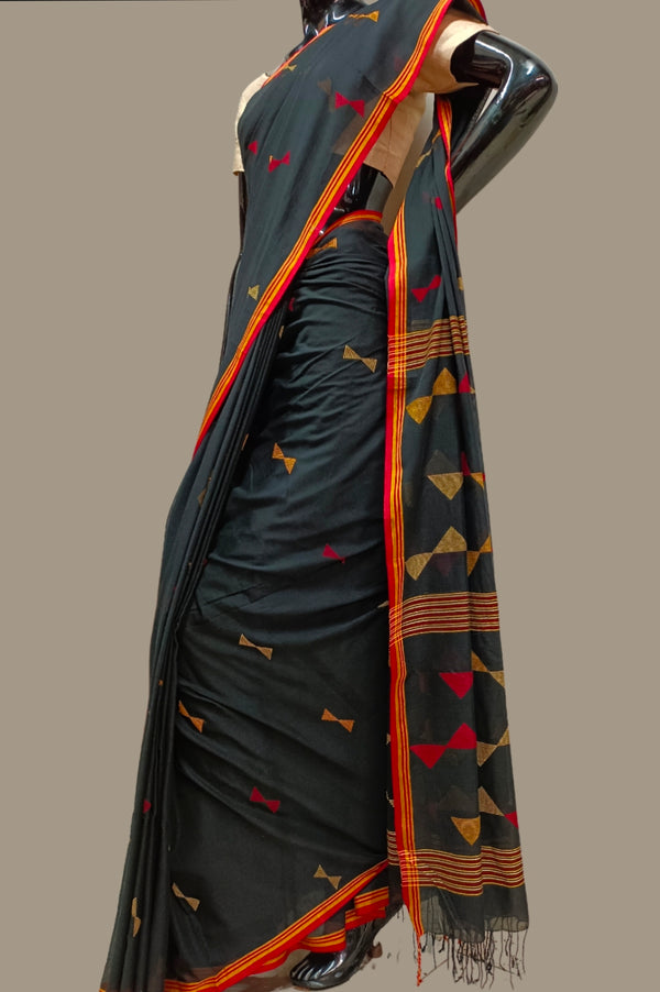 Black Soft Handloom Handwoven Saree Balaram Saha
