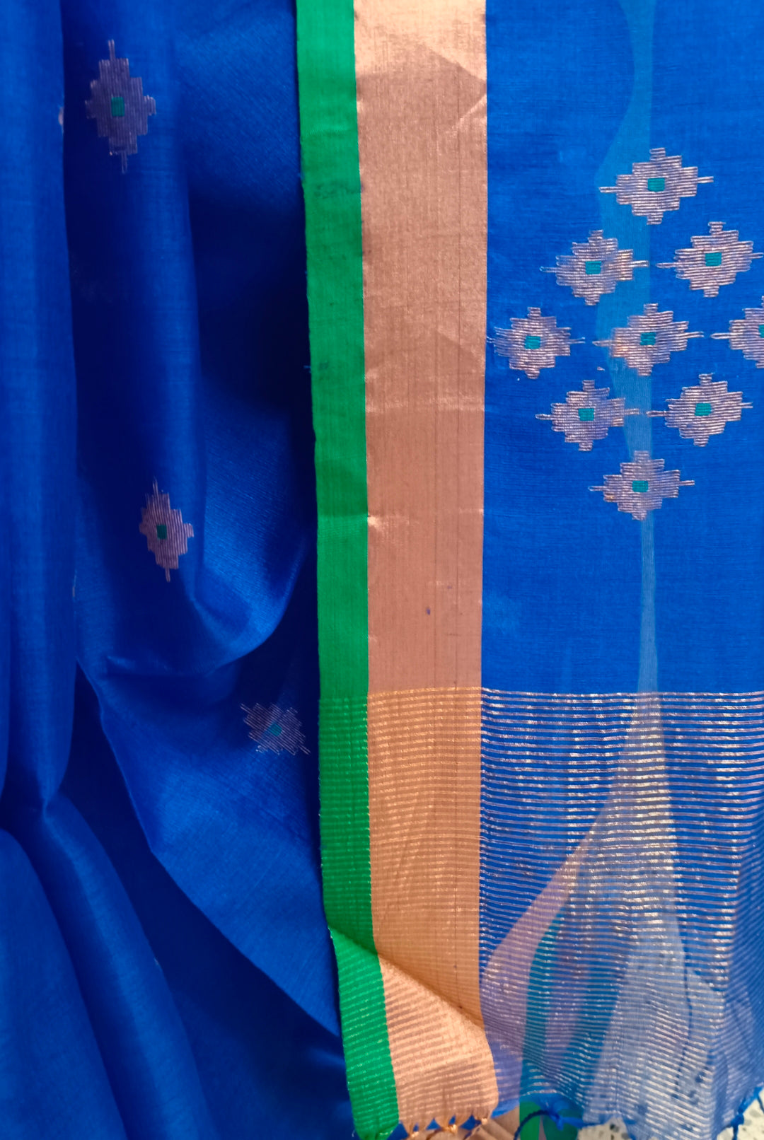 Royal Blue Handloom Muslin Silk Sarees Balaram Saha