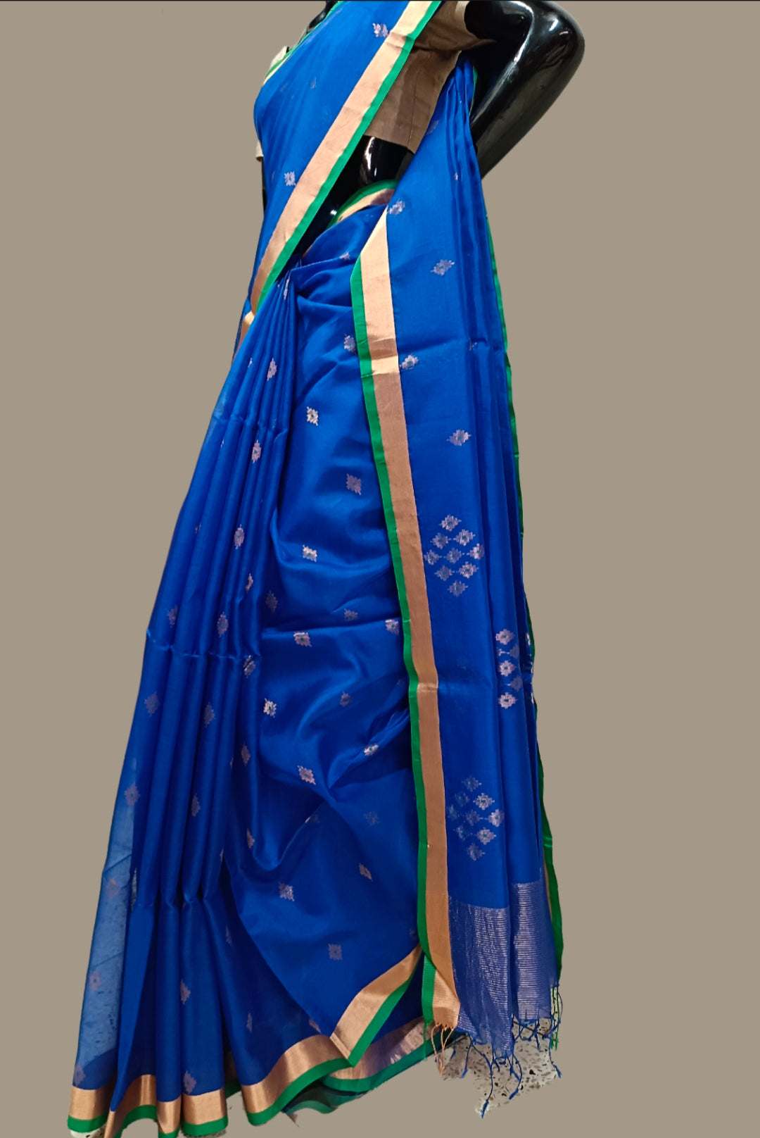 Royal Blue Handloom Muslin Silk Sarees Balaram Saha