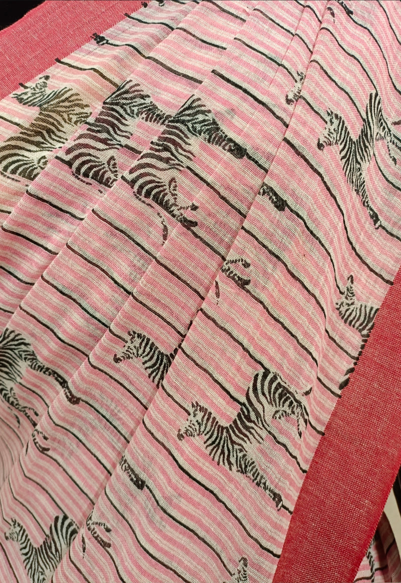 Pink Handloom Printed Soft Cotton Saree Balaram Saha