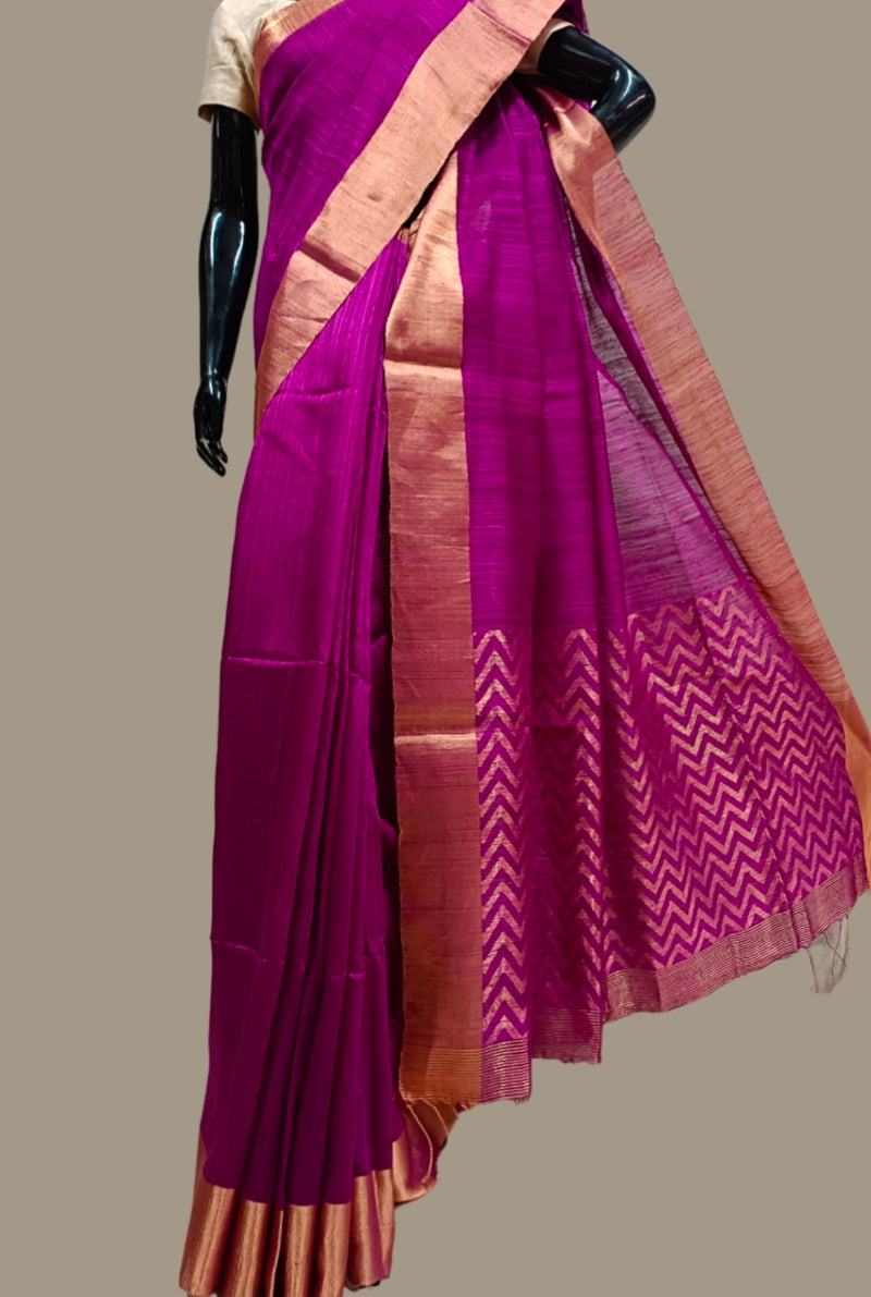 Purple 💜 Handloom Soft Matka Silk Saree Balaram Saha