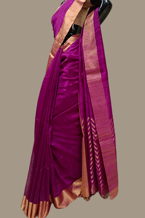 Purple 💜 Handloom Soft Matka Silk Saree Balaram Saha