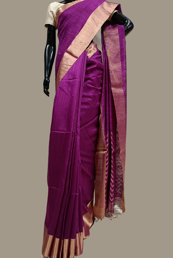 Purple 💜 Handloom Soft Matka Silk Saree Balaram Saha