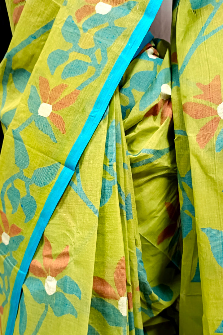 Hand Woven Traditional Cotton Jamdani Saree Balaram Saha