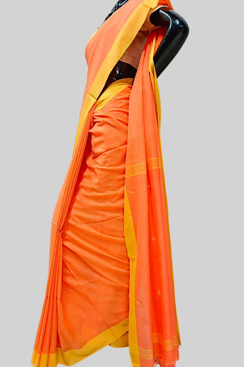 Peach Colour Soft Handloom Cotton Saree Balaram Saha