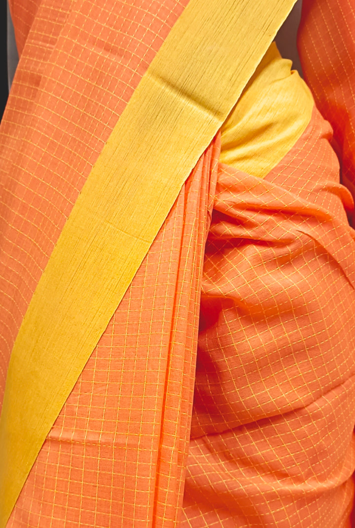 Peach Colour Soft Handloom Cotton Saree Balaram Saha