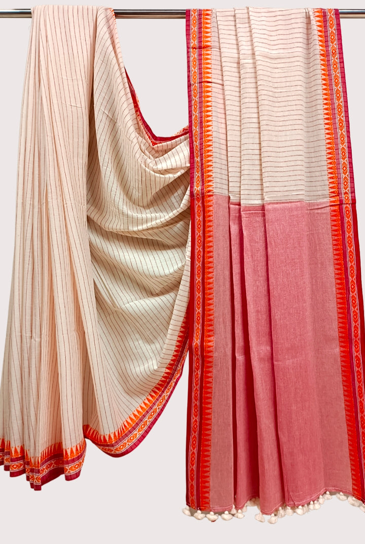 Off White &  Soft Handloom Cotton Saree Balaram Saha