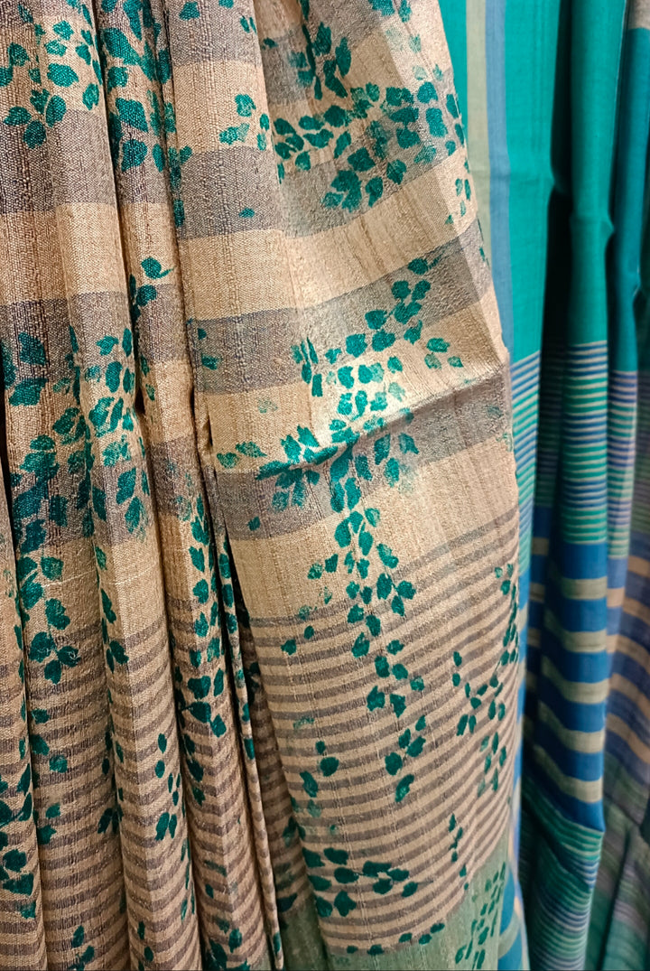 Handloom Tussar Printed Saree (Natural Tussar Shade) Balaram Saha