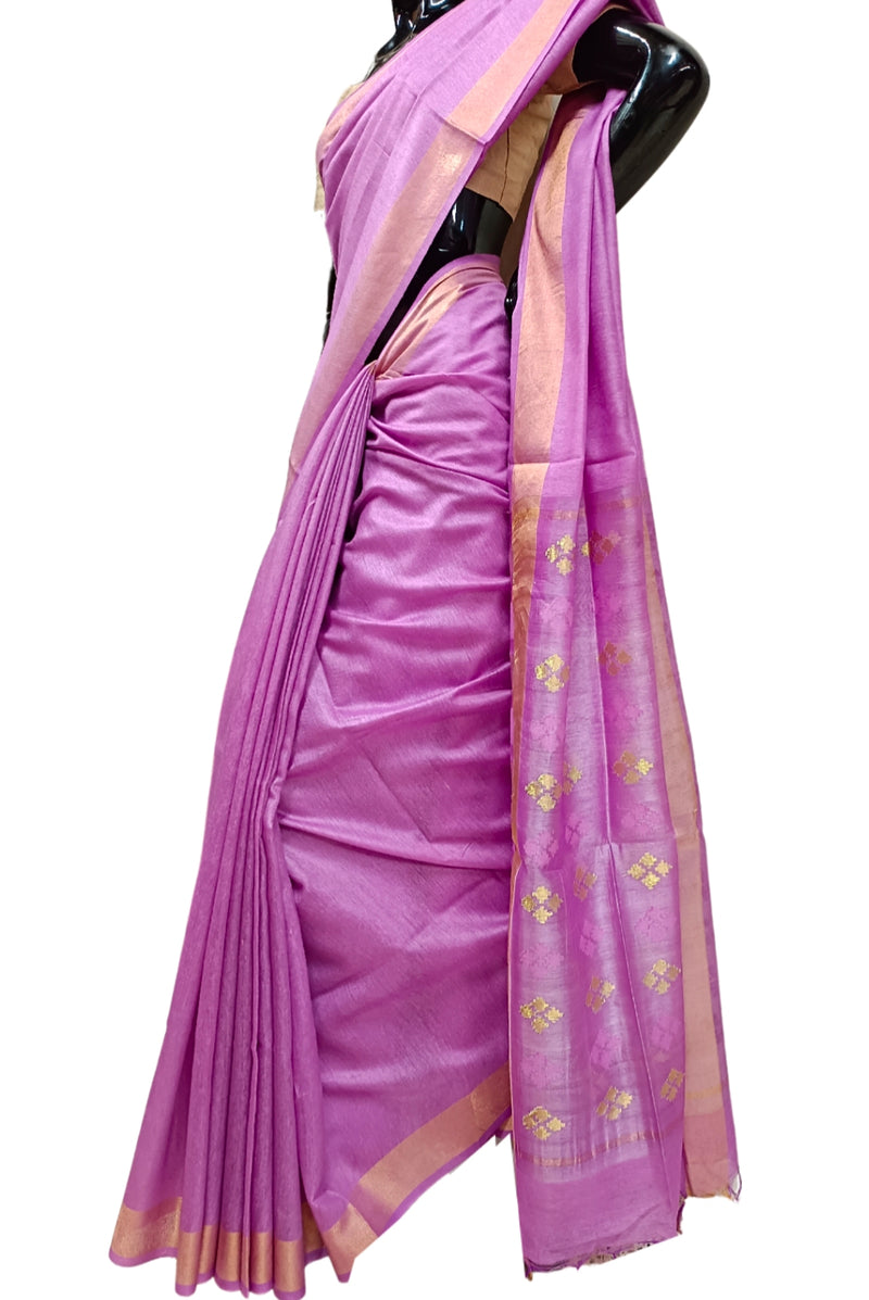 Light Color Lilac Handloom silk saree Balaram Saha
