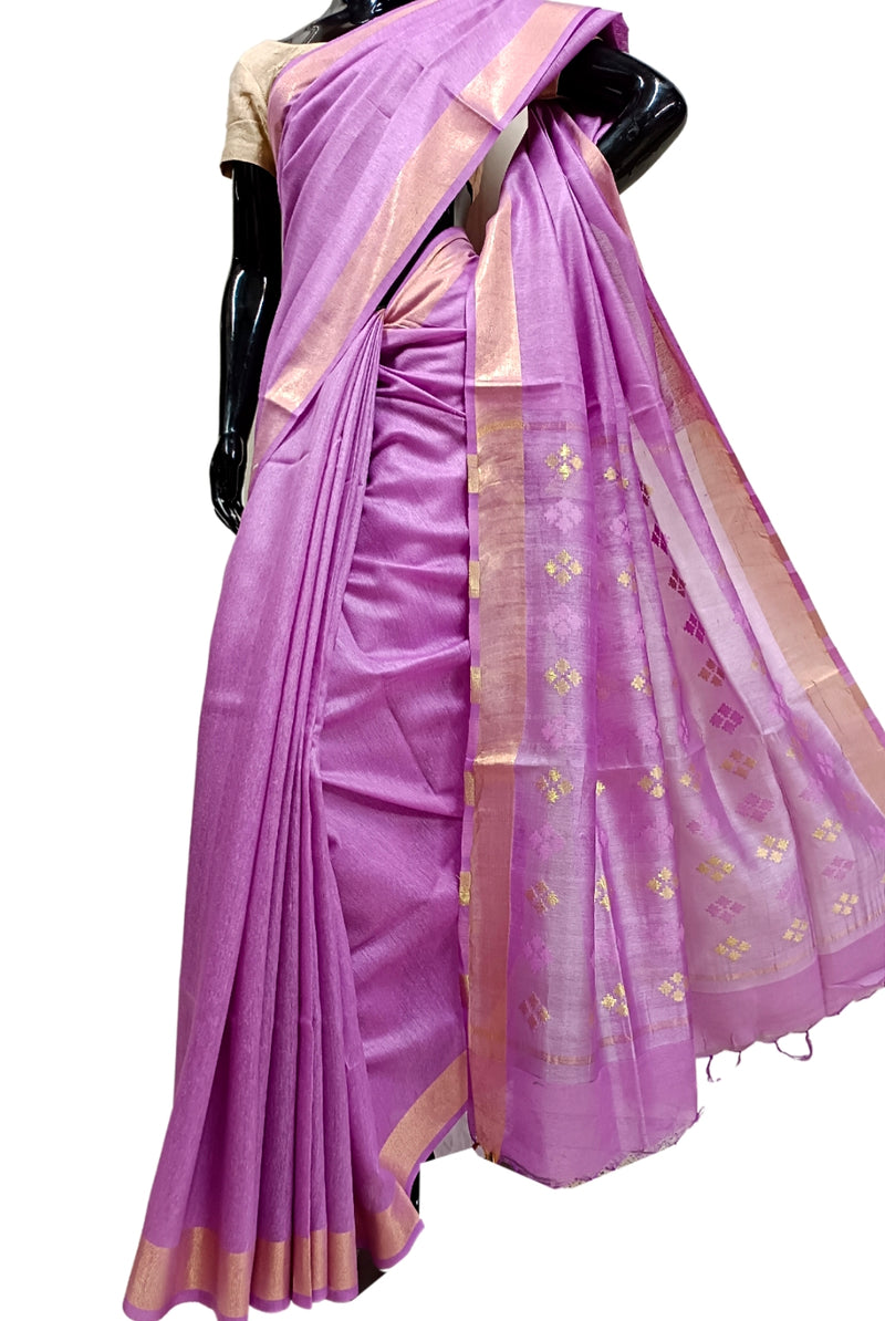 Light Color Lilac Handloom silk saree Balaram Saha