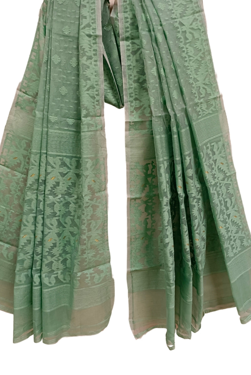 Light Green Traditional Jacquard Weave Dhakai Dupatta Balaram Saha