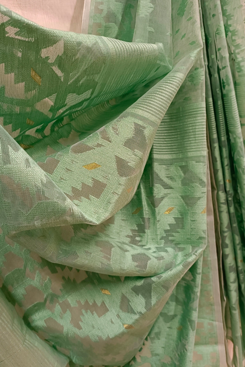Light Green Traditional Jacquard Weave Dhakai Dupatta Balaram Saha