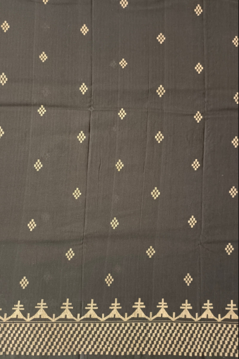 Black Handspun Handwoven Cotton Dhakai Jamdani Saree Balaram Saha