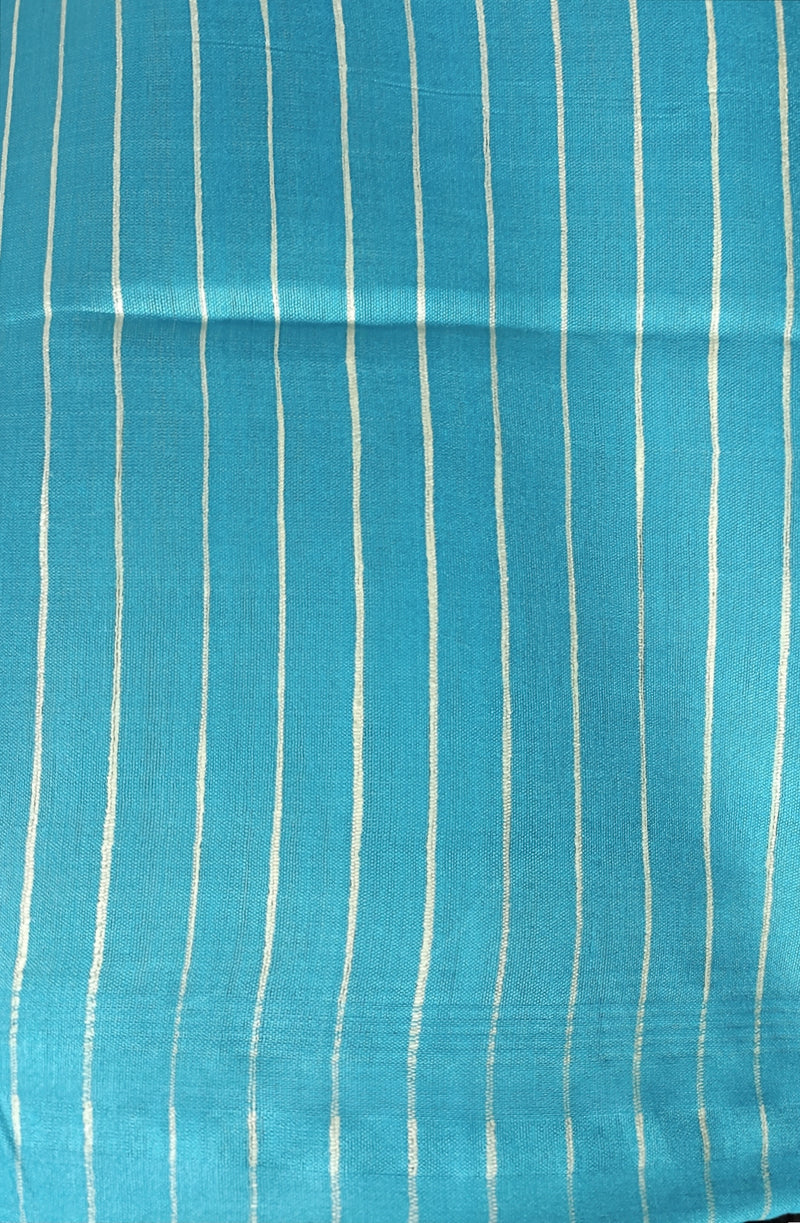 Beige & Blue Handloom Ghicha Tussar Silk Printed Saree Balaram Saha