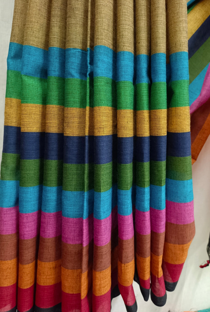 Mustard Trendy handloom soft cotton sari Balaram Saha